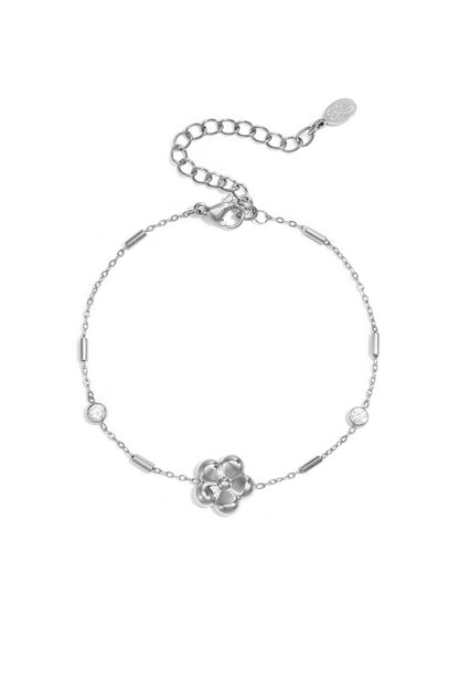 Roestvrijstalen bedelarmbanden met bloemmotief, eenvoudige dagelijkse sieradenserie voor dames.