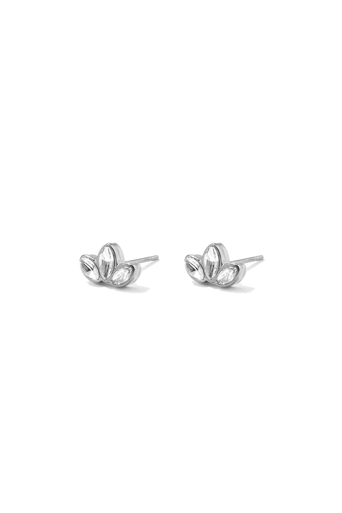 Roestvrijstalen oorknopjes met bladmotief, eenvoudige dagelijkse sieraden uit de Simple Series voor dames.