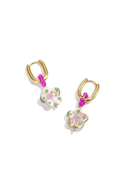 Oorbellen met roestvrijstalen kralen en bloemmotief uit de Daily Simple-serie voor dames.