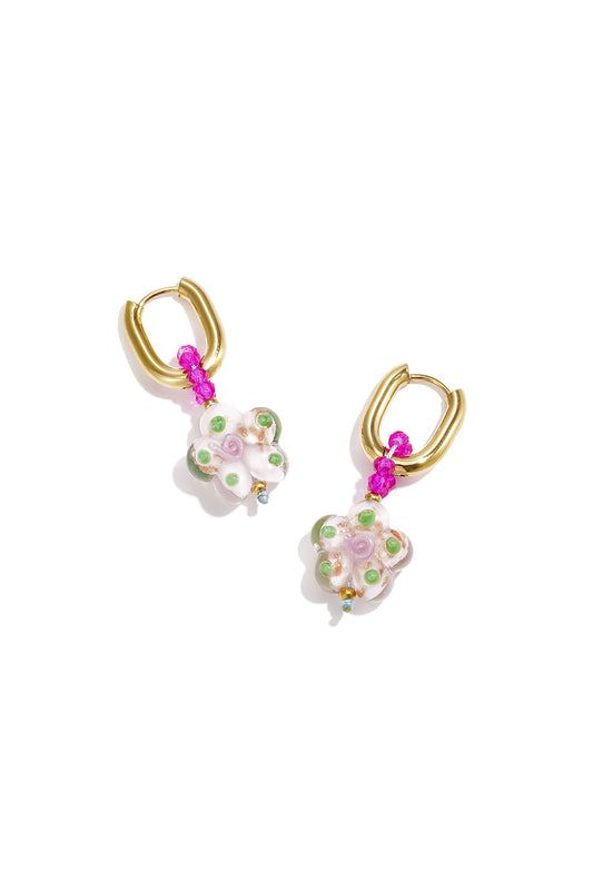Oorbellen met roestvrijstalen kralen en bloemmotief uit de Daily Simple-serie voor dames.