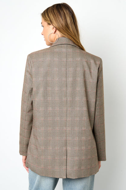 Polyestervezel Vrouwen Suit Set Conservatief Geruit Herfst/Winter