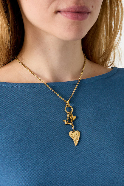 Roestvrijstalen hangerkettingen met hartvormige hanger, casual en eenvoudig model, dames sieraden.