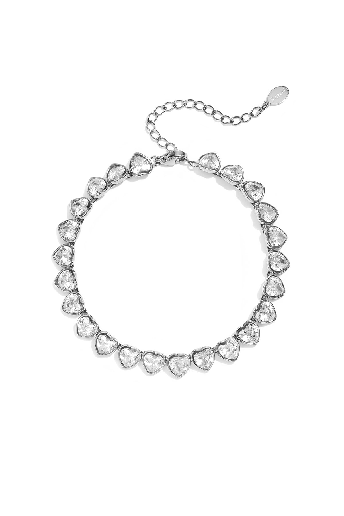 Roestvrijstalen schakelarmbanden met hartje, eenvoudige dagelijkse serie, dames sieraden