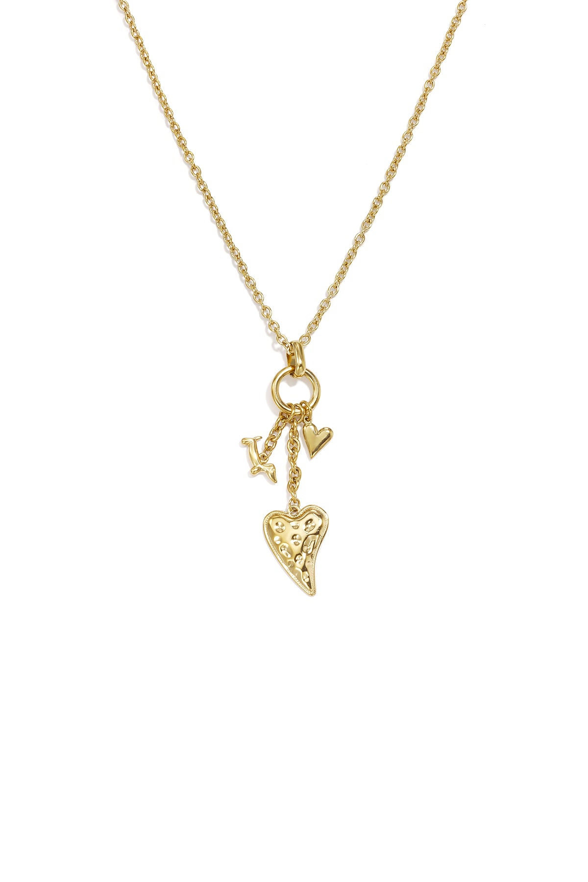 Roestvrijstalen hangerkettingen met hartvormige hanger, casual en eenvoudig model, dames sieraden.