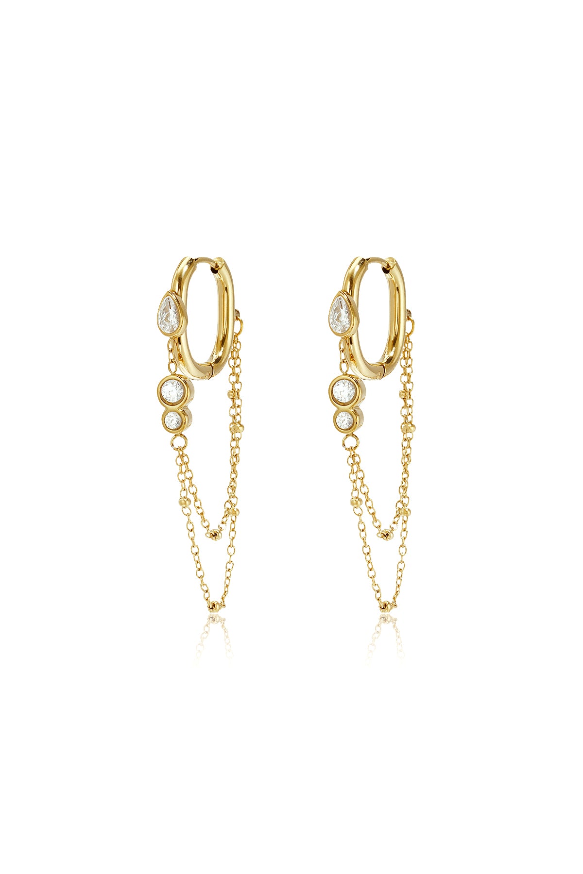 Oorbellen met hangertjes van roestvrij staal en ketting, Simple Daily Simple Series, damessieraden