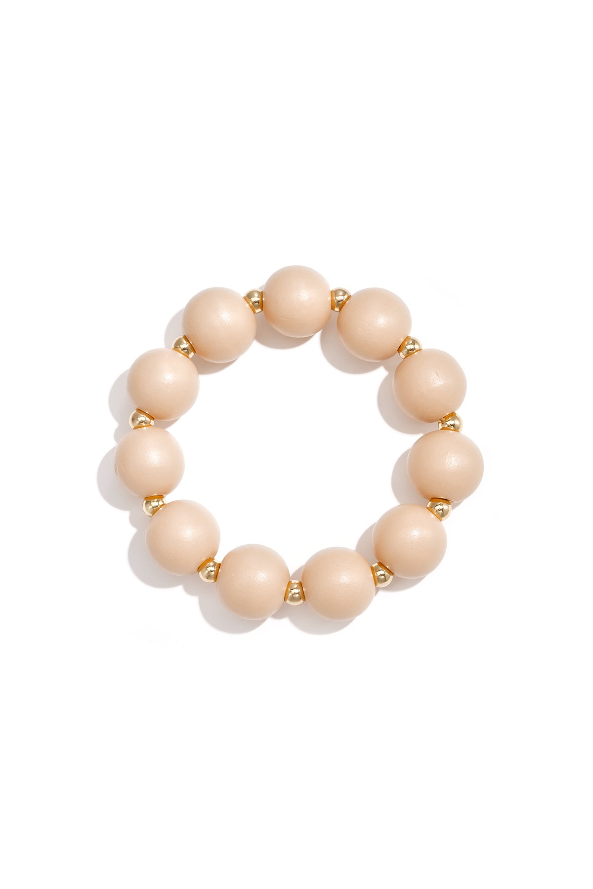 Houten kralenarmband met gouden details