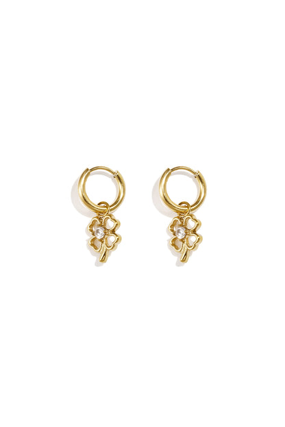 Roestvrijstalen hangende oorbellen met klavertje vier, eenvoudige dagelijkse sieraden uit de Simple-serie voor dames.