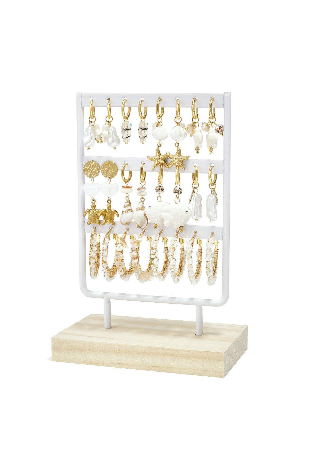 Oorbellen set met strandthema op display