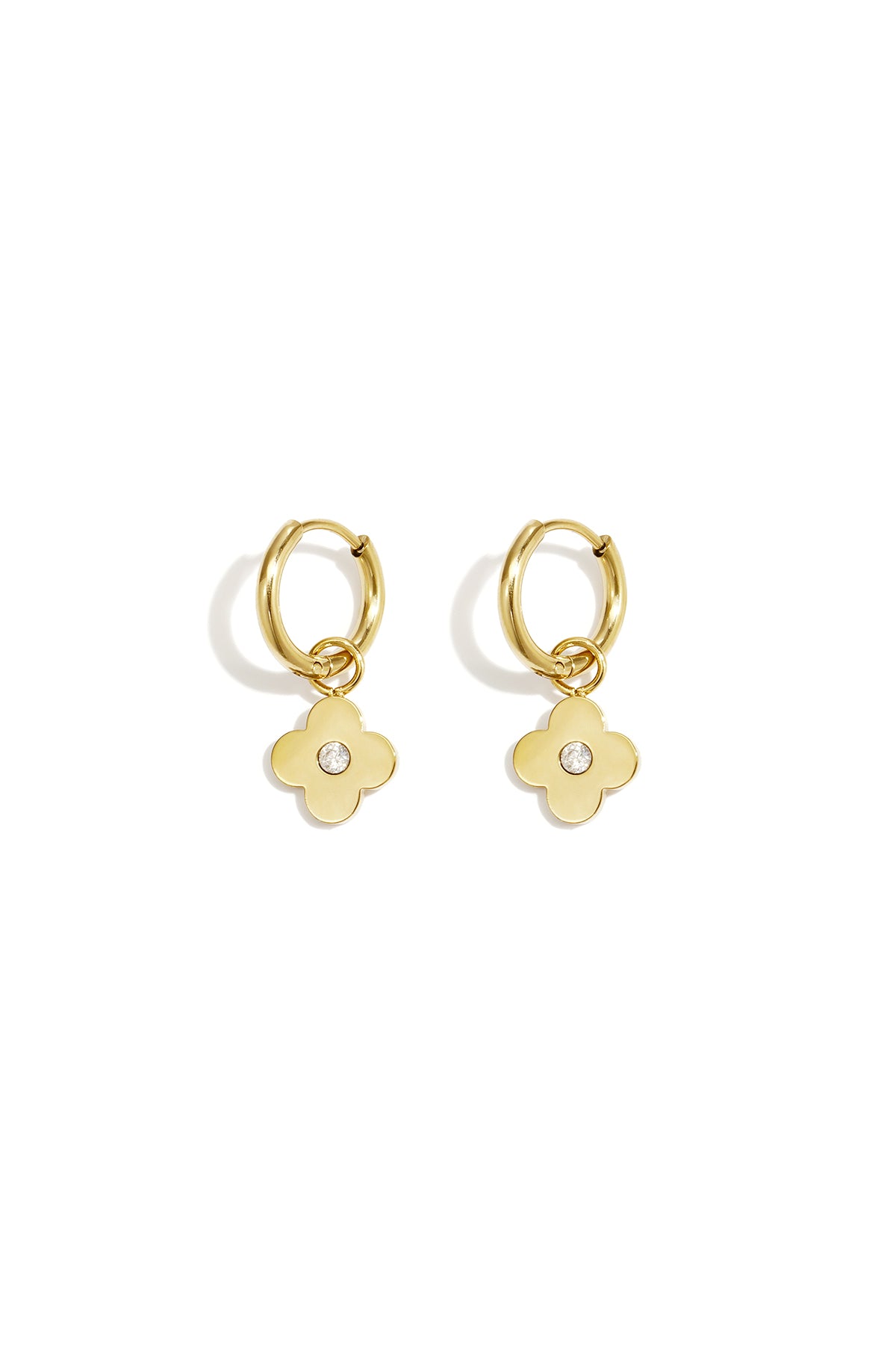 Roestvrijstalen hangende oorbellen met klavertje vier, eenvoudige dagelijkse sieraden uit de Simple-serie voor dames.