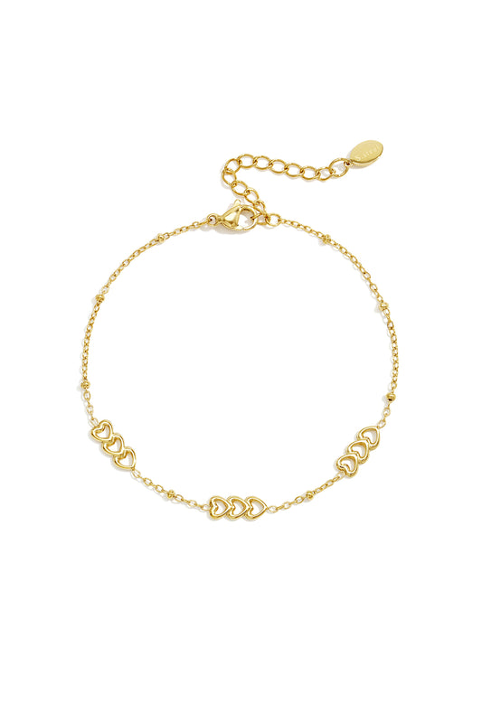 Roestvrijstalen bedelarmbanden met hartje, eenvoudige dagelijkse serie, dames sieraden