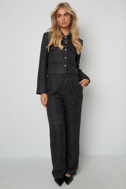 Geweven Polyestervezel Vrouwen Jas Elegant Geruit Statement