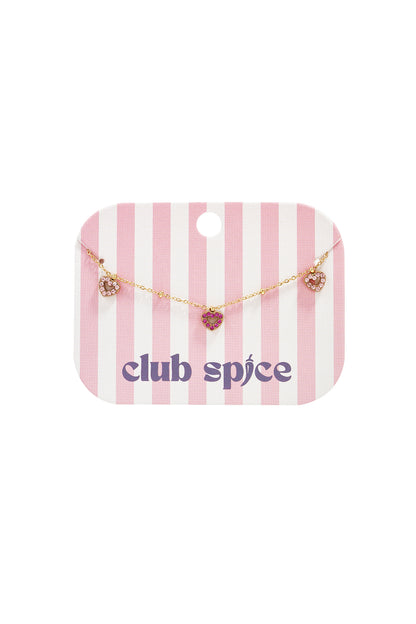 Armband met roze steentjes in hartjes