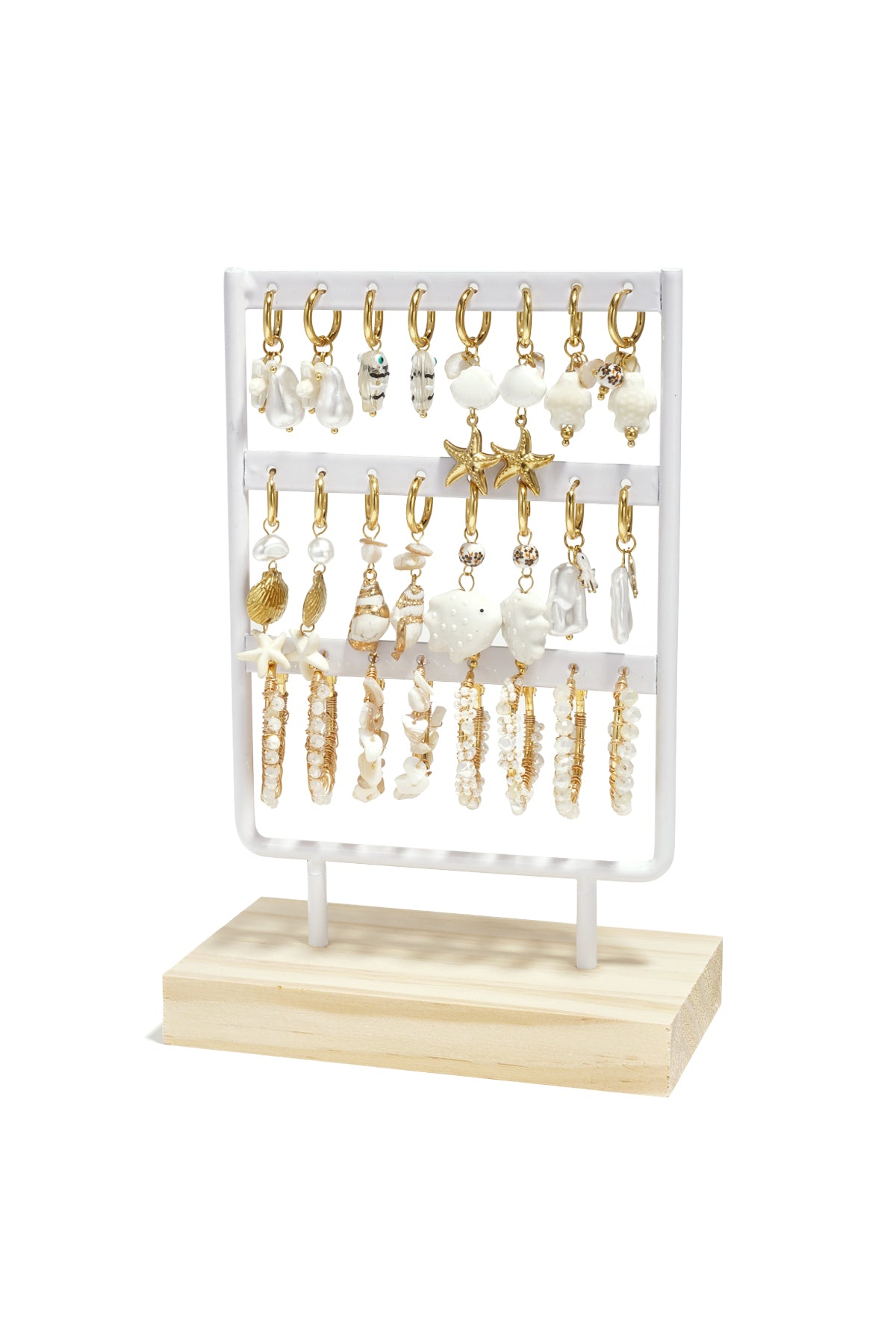 Oorbellen set met strandthema op display