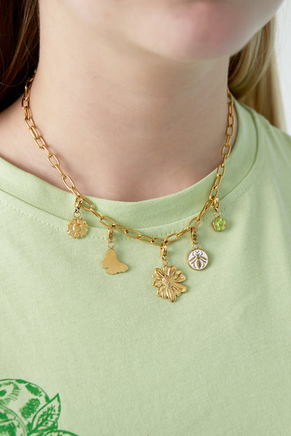 Gedetailleerde bloemen DIY ketting