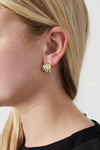 Zilveren Gouden Fusion Oorbellen