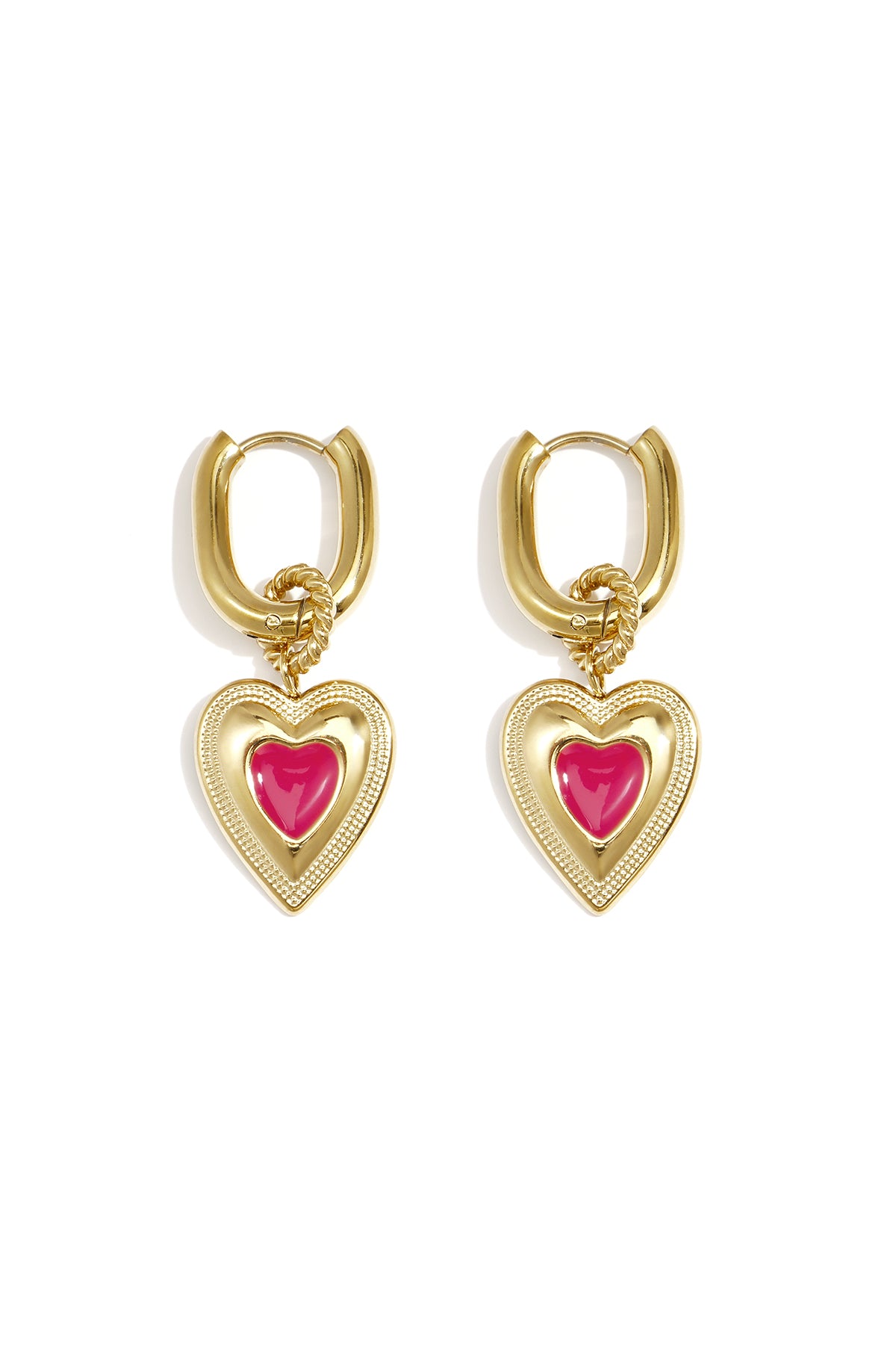 Oorbellen met gekleurde hart charm