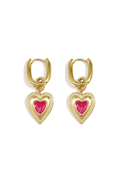 Oorbellen met gekleurde hart charm