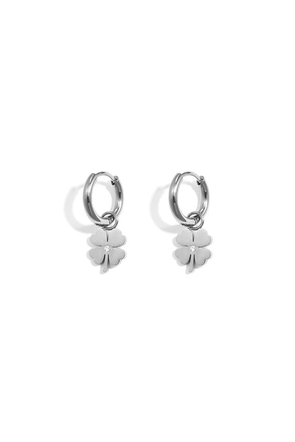 Roestvrijstalen hangende oorbellen met klavertje vier, eenvoudige dagelijkse sieraden uit de Simple-serie voor dames.