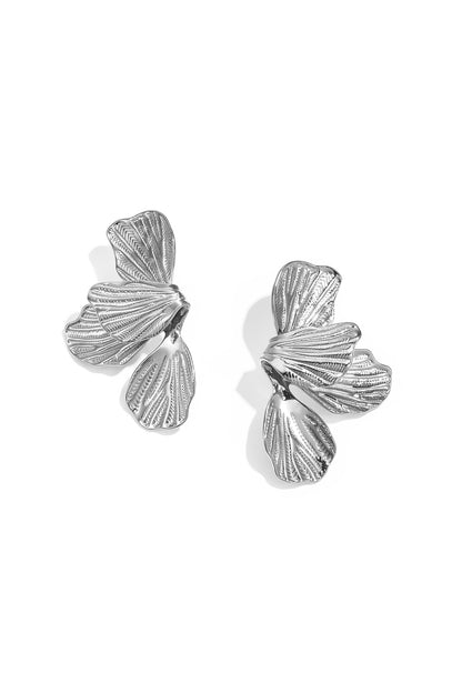Roestvrijstalen hangende oorbellen met bloemmotief, eenvoudige dagelijkse sieraden uit de Simple-serie voor dames.