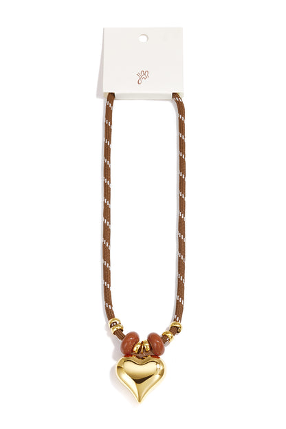 Gevlochten roestvrijstalen ketting met hartje, eenvoudige dagelijkse serie, dames sieraden
