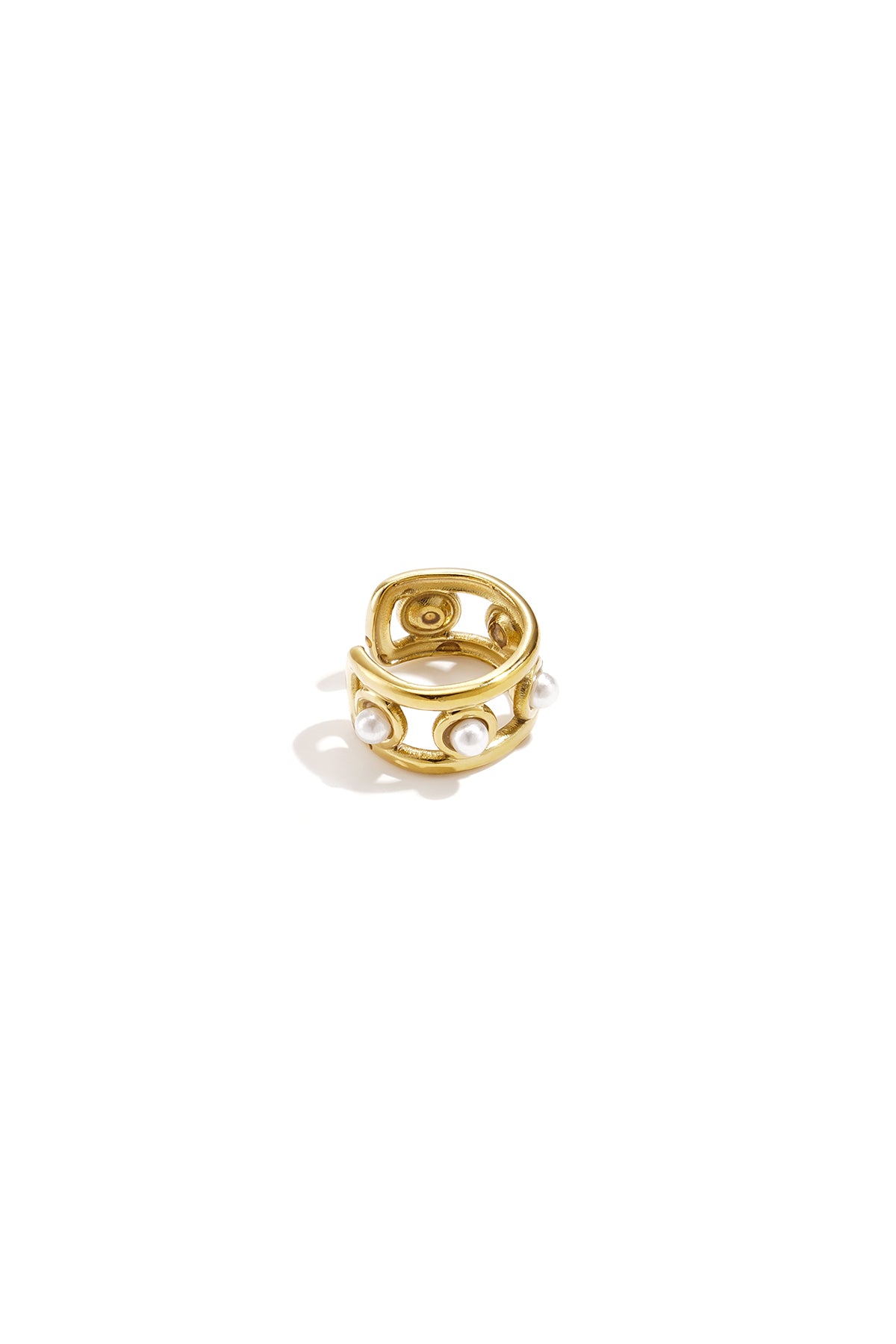 Roestvrijstalen oormanchetten met holle details, eenvoudige, alledaagse serie, dames sieraden