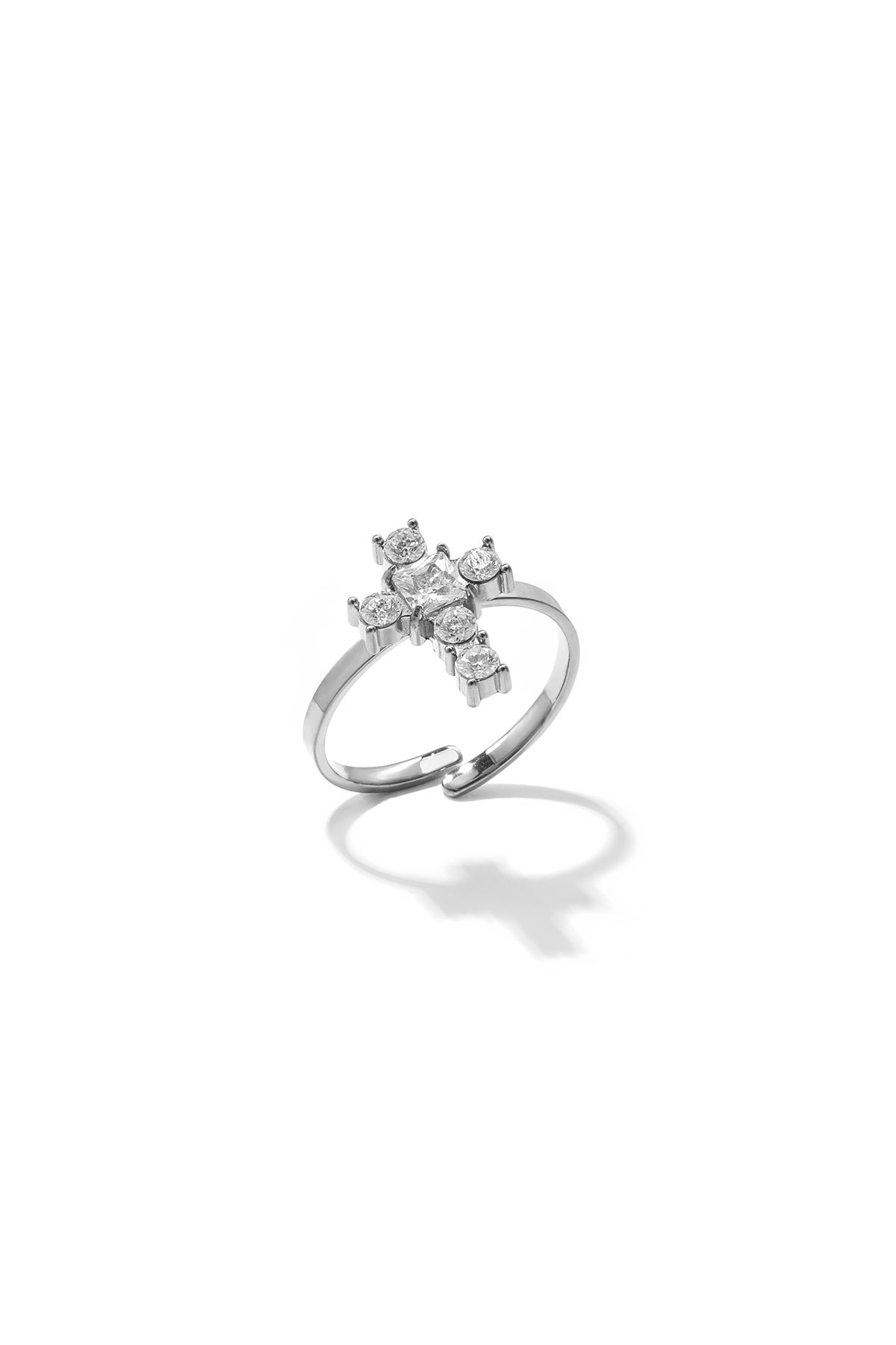 Minimalistische ringen van roestvrij staal met kruismotief, eenvoudige dagelijkse sieraden uit de Simple Series voor dames.