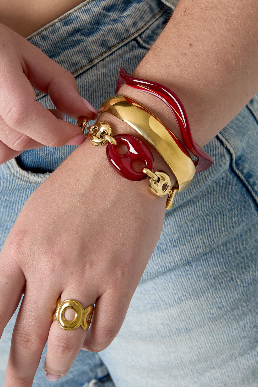 Roestvrijstalen schakelarmbanden met geometrische vormen, eenvoudige, alledaagse serie, damessieraden
