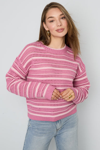 Gebreide Polyestervezel Vrouwen Truien Casual Strepen